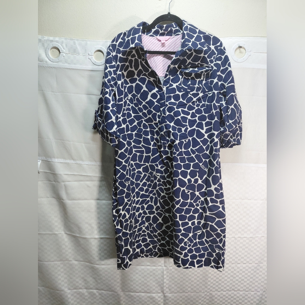 Lilly Pulitzer Navy & Pink Mixed Print Dress
